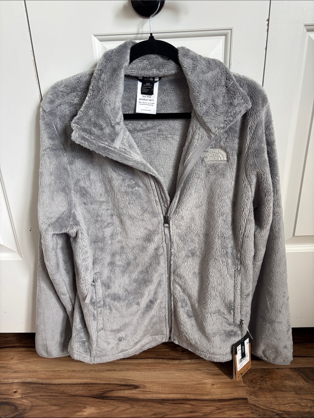 The North Face Women's Light Gray Plush Teddy Jacket